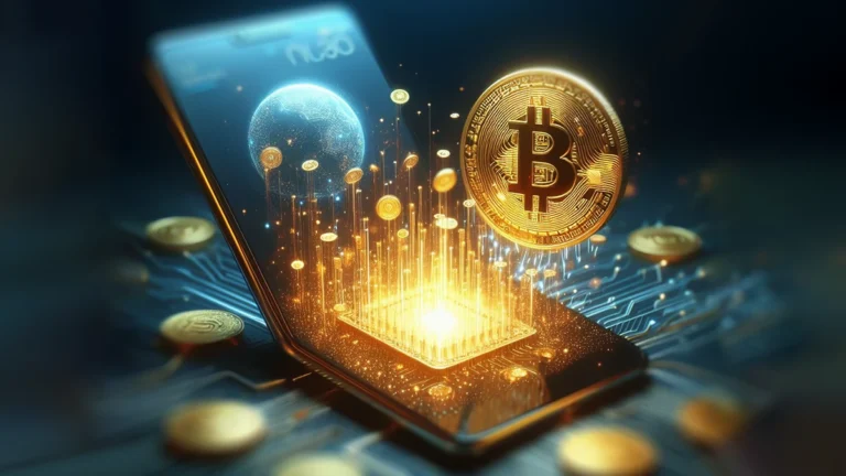 bitcoin monete che fuoriescono dal cellulare